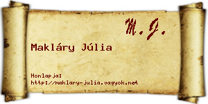 Makláry Júlia névjegykártya