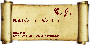 Makláry Júlia névjegykártya